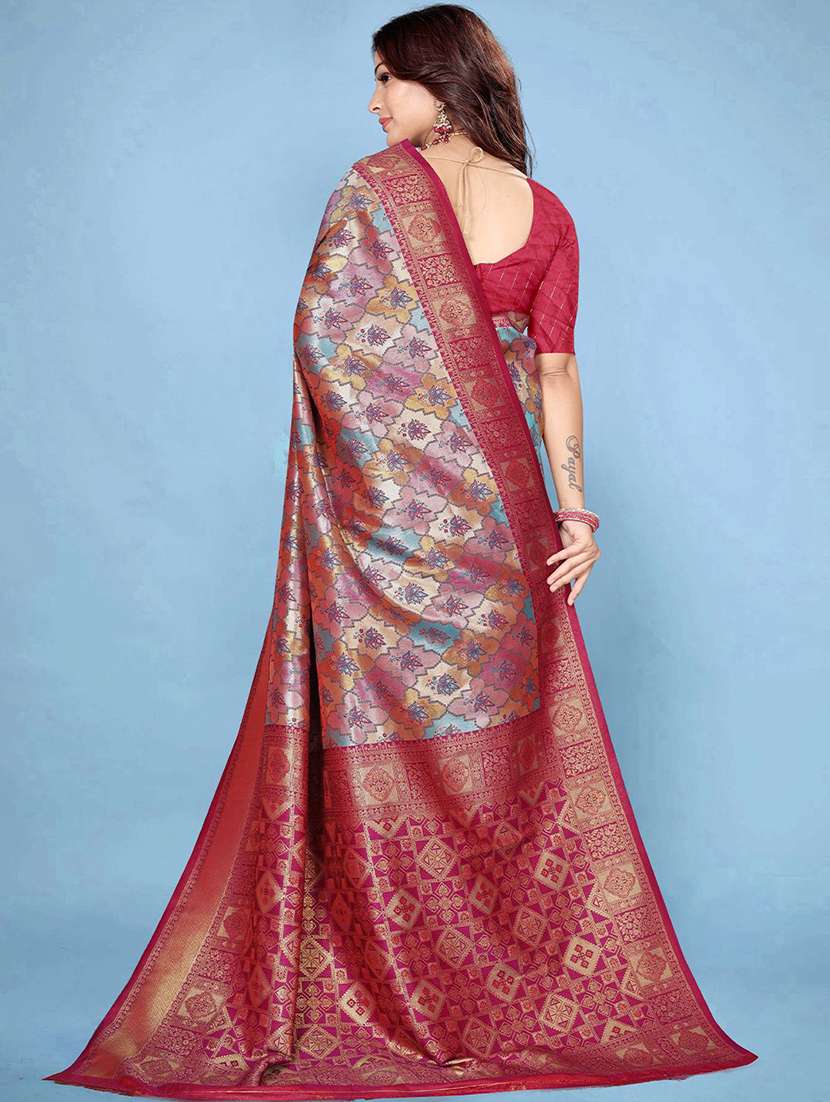 women self design dharmavaram saree with blouse - 22571590 -  Standard Image - 3