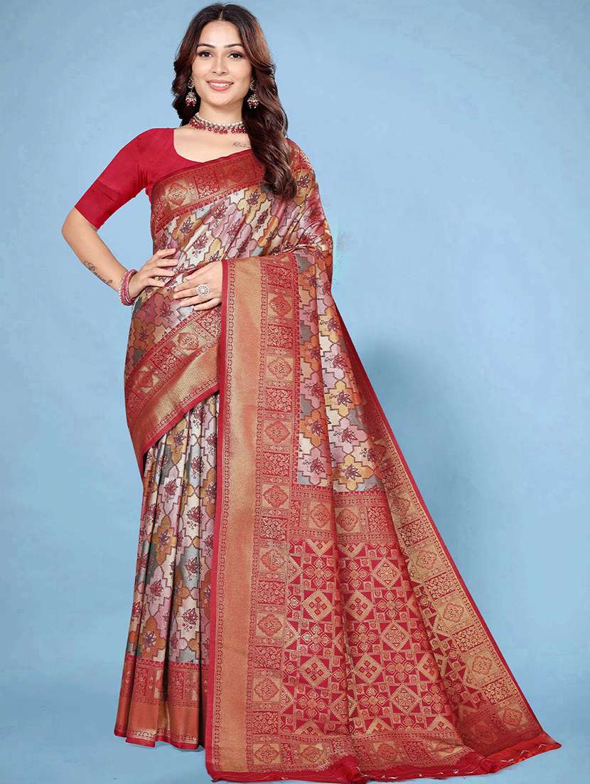 women self design dharmavaram saree with blouse