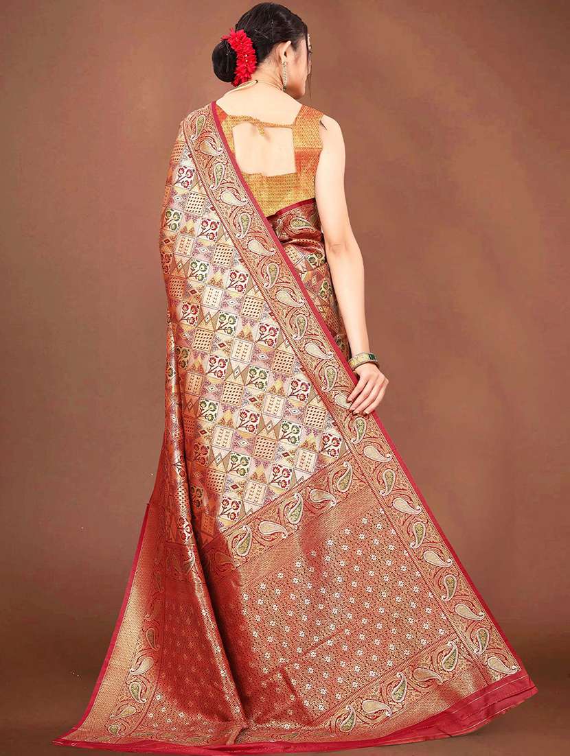 women self design dharmavaram saree with blouse - 22571594 -  Standard Image - 3
