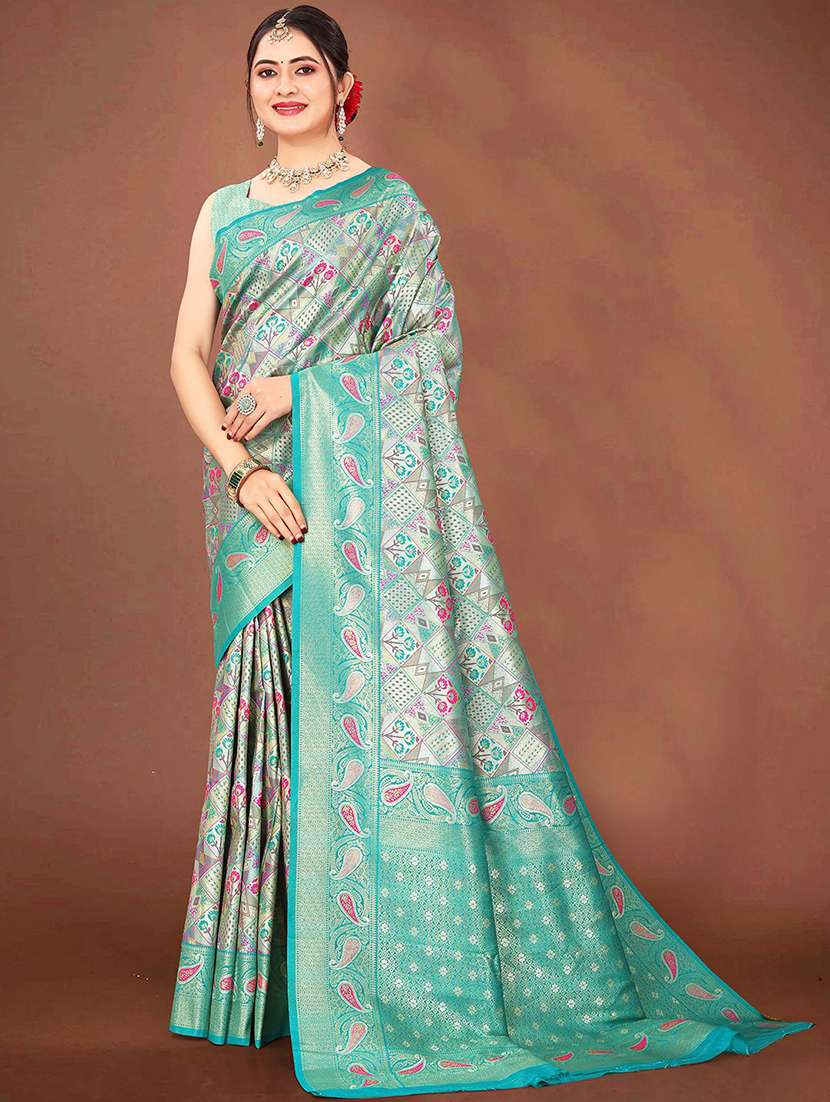 women self design dharmavaram saree with blouse