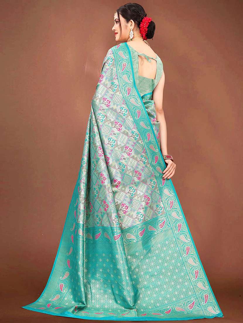 women self design dharmavaram saree with blouse - 22571595 -  Standard Image - 3