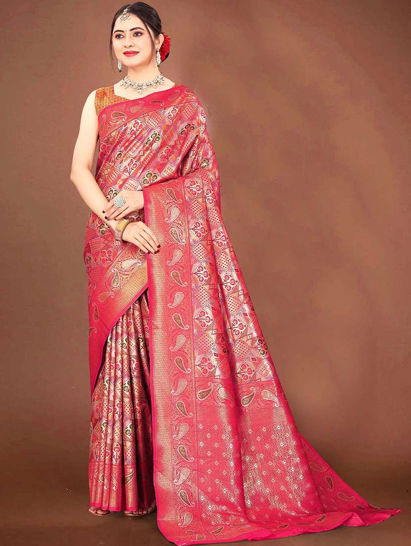 women self design dharmavaram saree with blouse