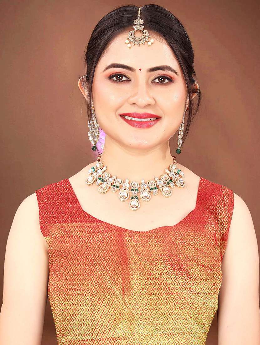 Women Self Design Dharmavaram Saree With Blouse - 22571597 -  Standard Image - 5