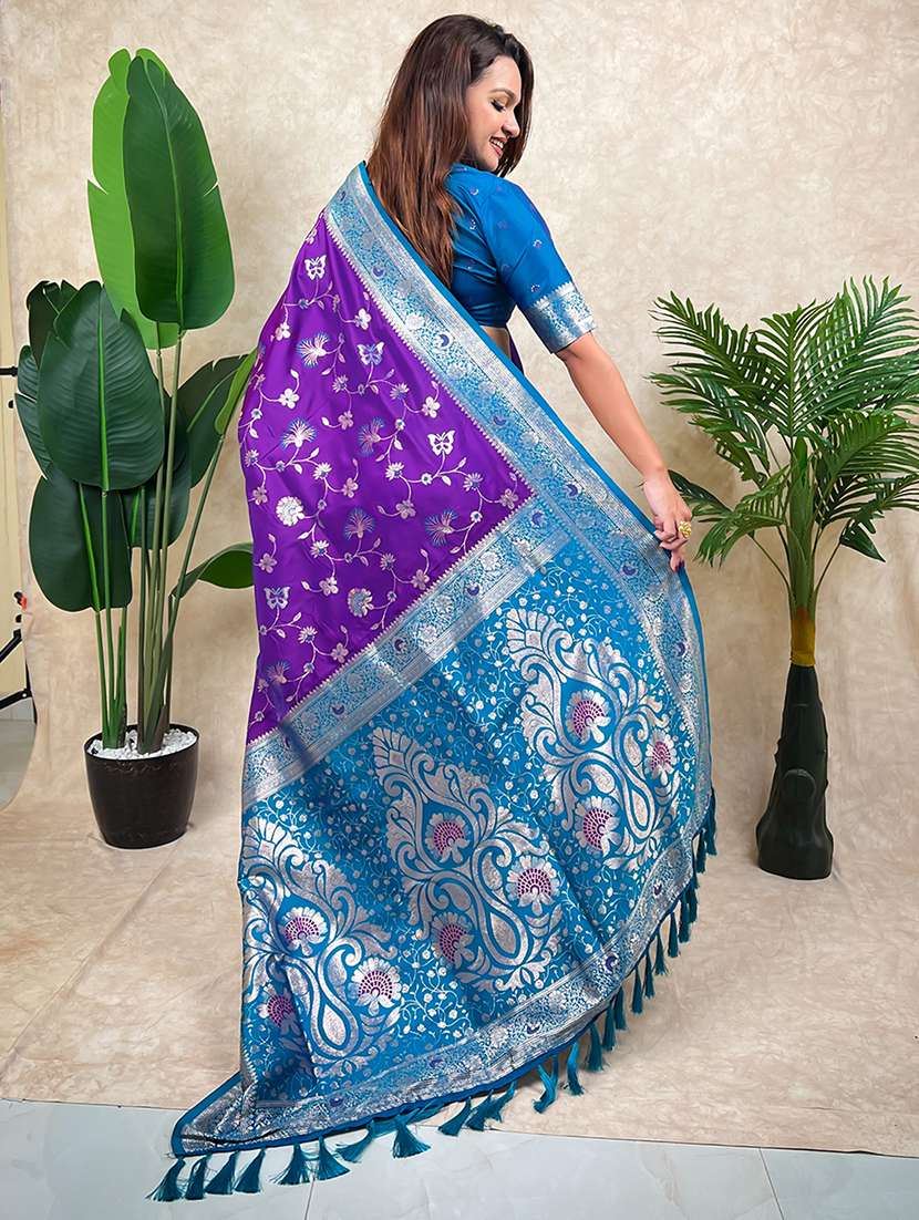 women self design banarasi saree with blouse - 22571659 -  Standard Image - 3