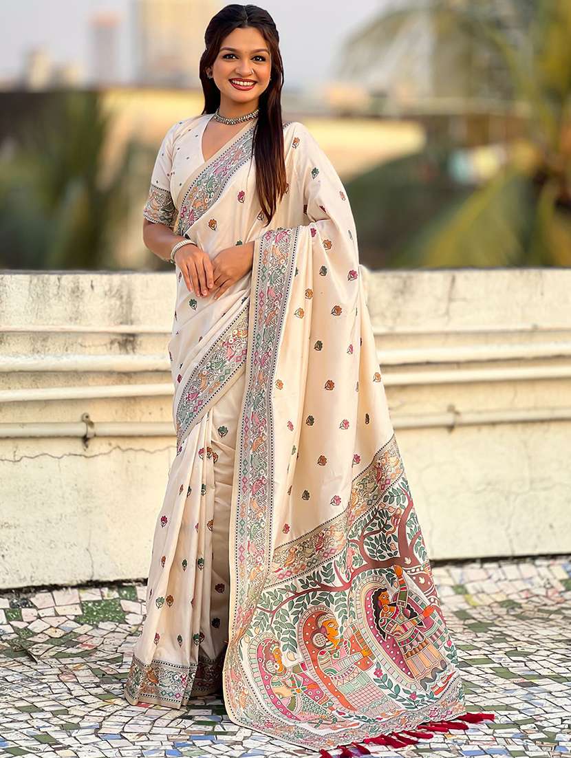 women self design baluchari saree with blouse