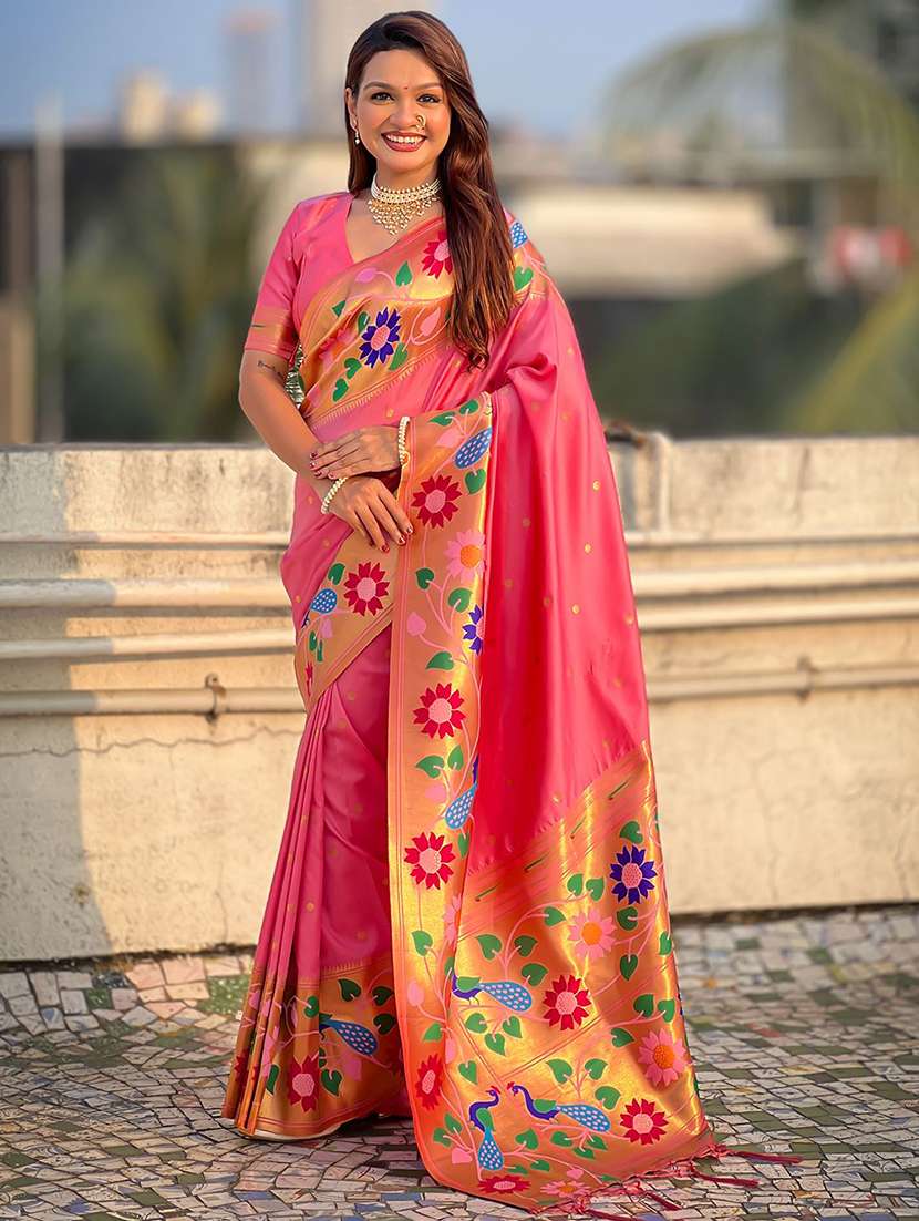 women self design paithani saree with blouse