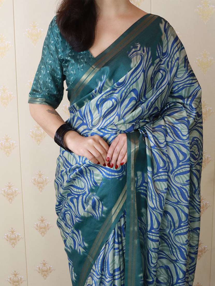 women printed casual wear saree with blouse - 22571718 -  Standard Image - 3
