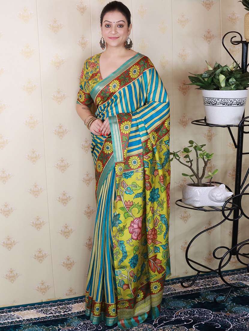 women printed casual wear saree with blouse