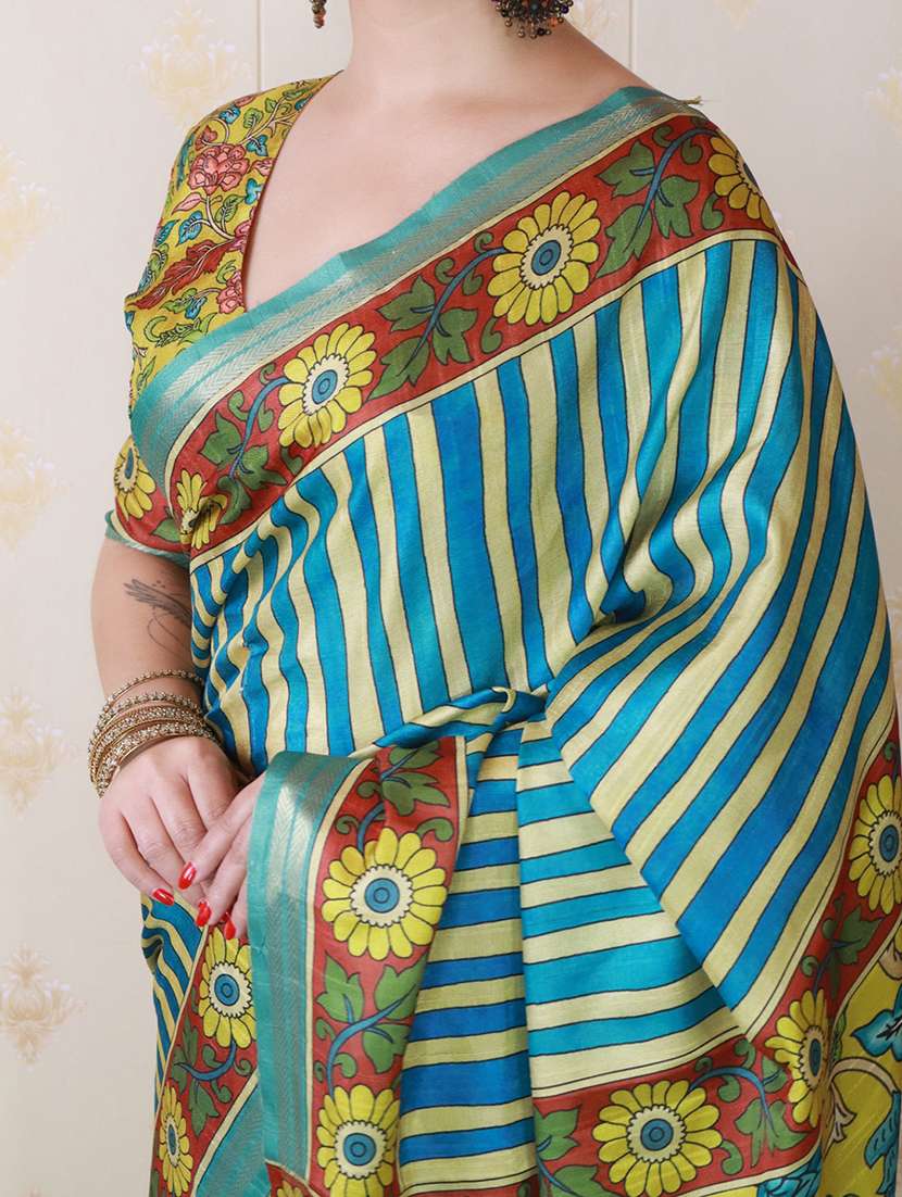 women printed casual wear saree with blouse - 22571741 -  Standard Image - 3
