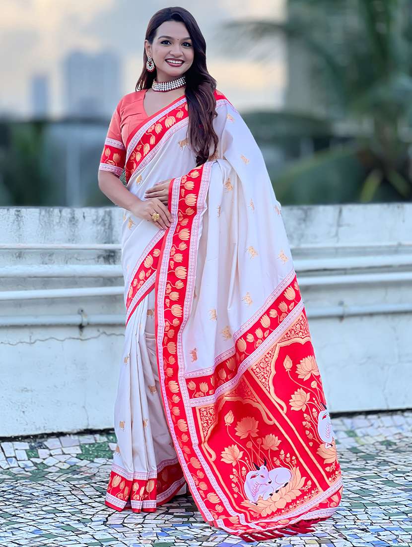 women self design paithani saree with blouse
