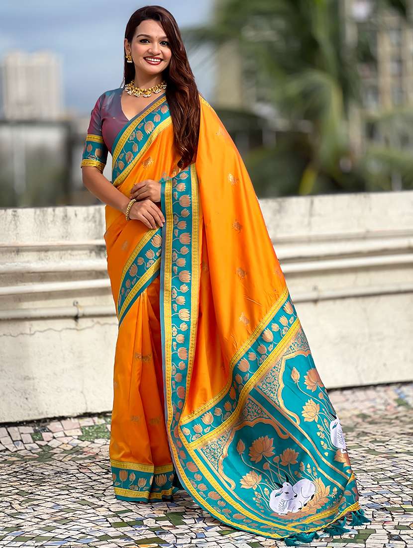 women self design paithani saree with blouse