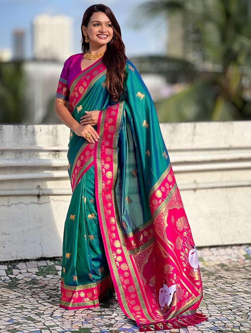 women self design paithani saree with blouse