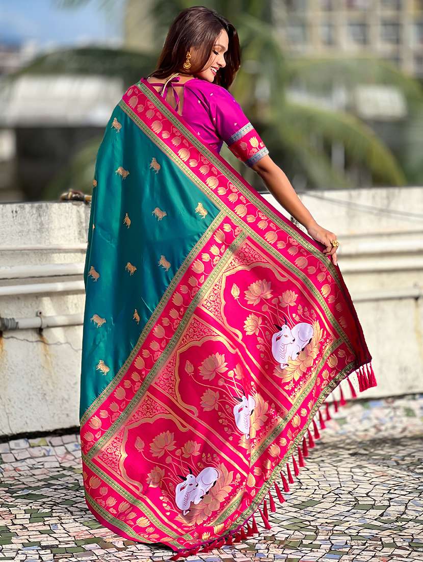 women self design paithani saree with blouse - 22571759 -  Standard Image - 3