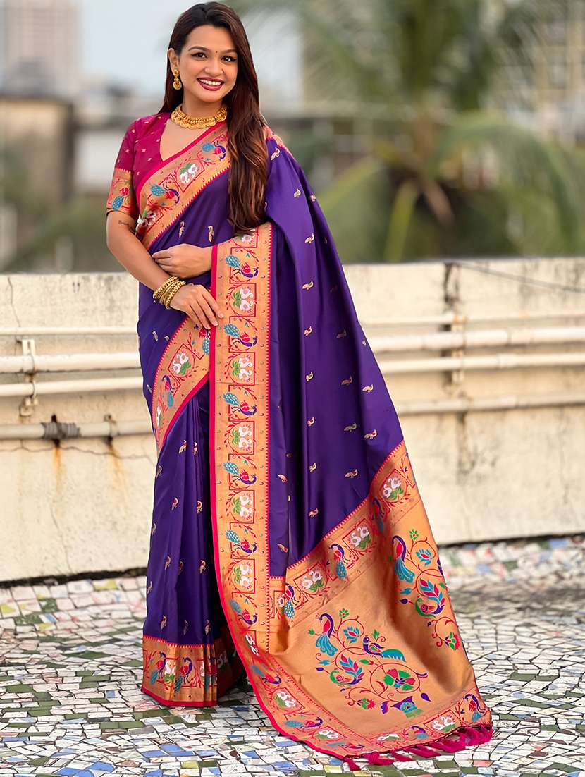 women self design paithani saree with blouse