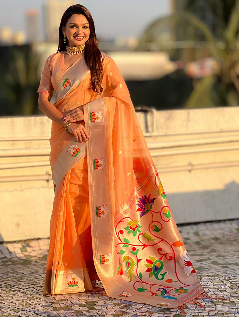 women self design paithani saree with blouse