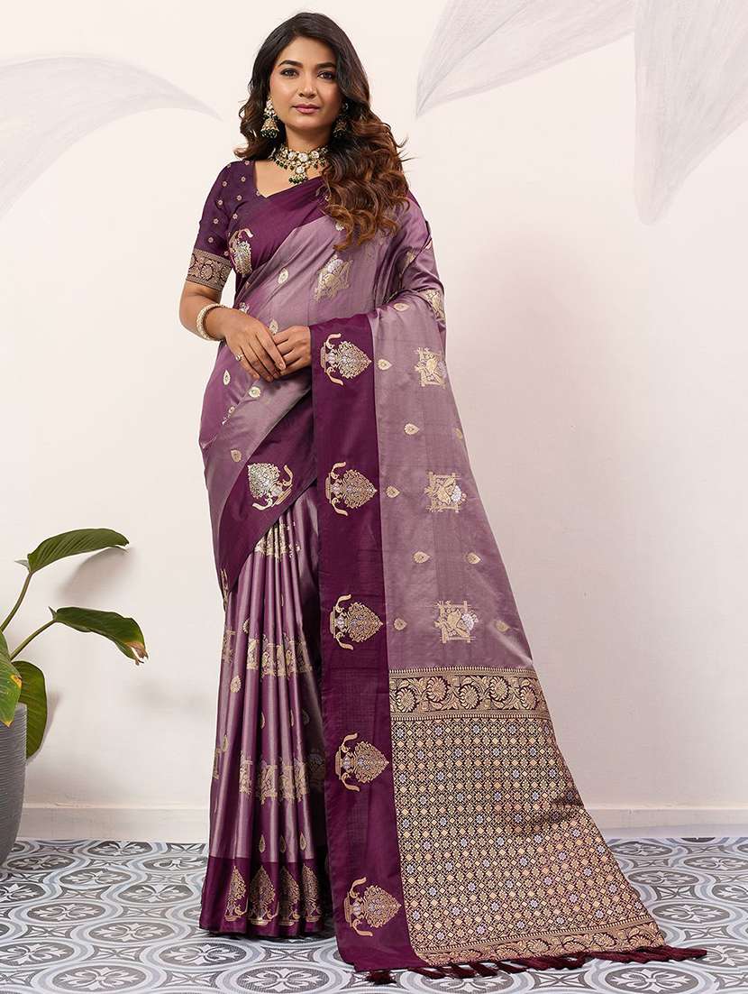 women self design banarasi saree with blouse