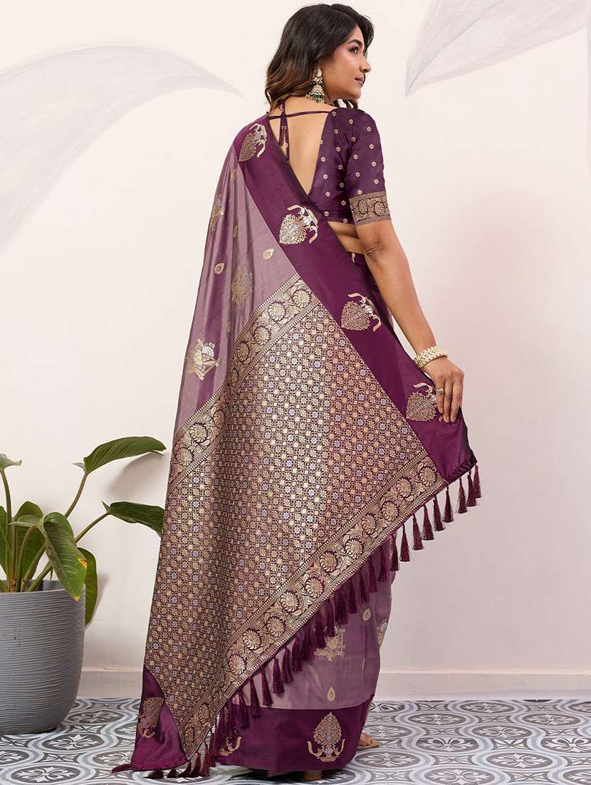 Women Self Design Banarasi Saree With Blouse - 22571785 -  Standard Image - 3