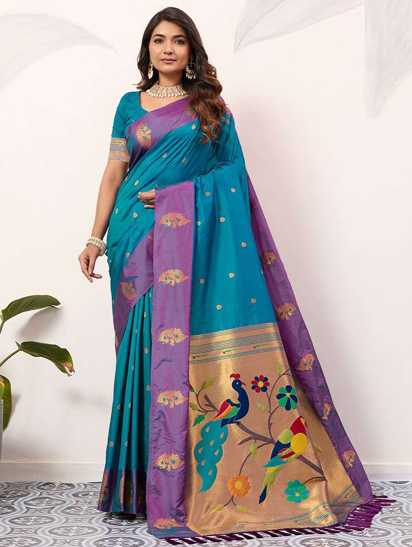 women self design paithani saree with blouse