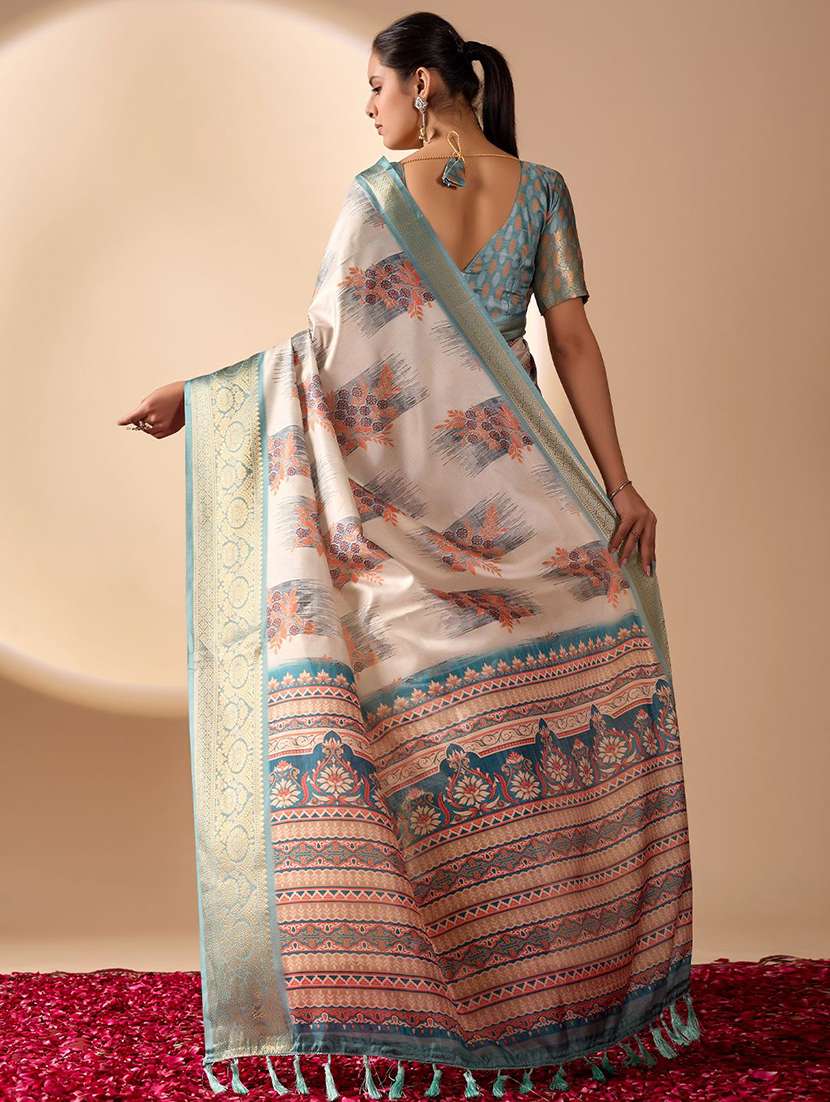 women printed bordered saree with blouse - 22571829 -  Standard Image - 3