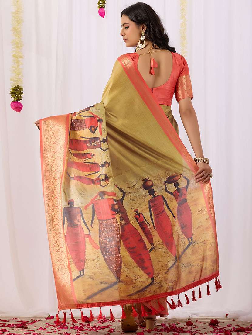 women printed bordered saree with blouse - 22571830 -  Standard Image - 3