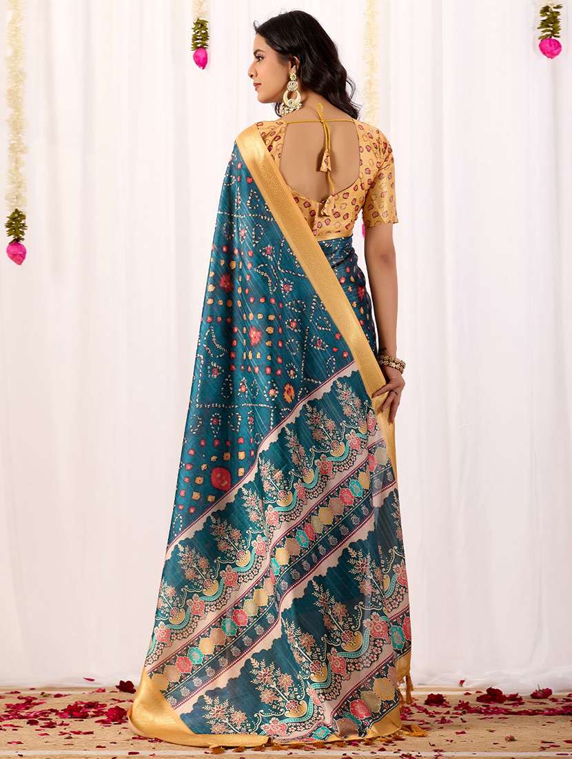 women printed bordered saree with blouse - 22571832 -  Standard Image - 3