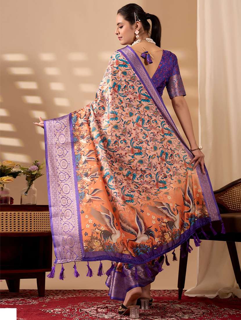 women printed bordered saree with blouse - 22571837 -  Standard Image - 3