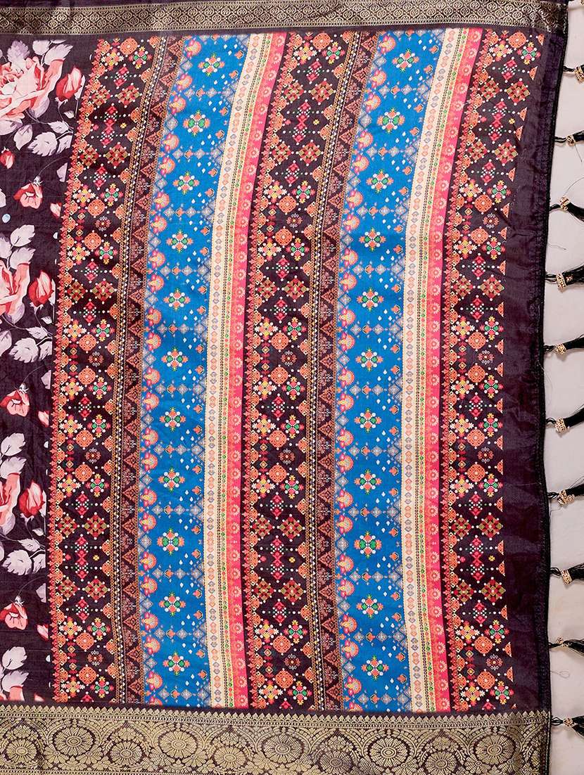 Women Printed Bordered Saree With Blouse - 22571851 -  Standard Image - 5