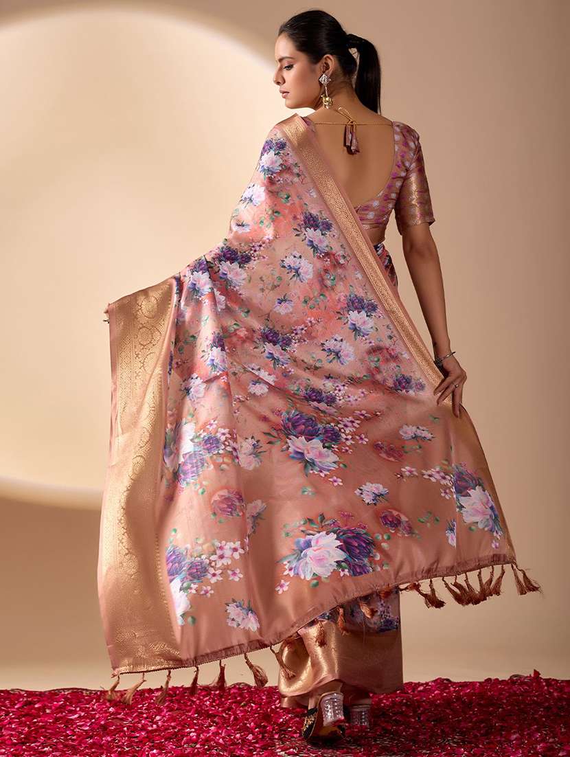 women printed bordered saree with blouse - 22571857 -  Standard Image - 3