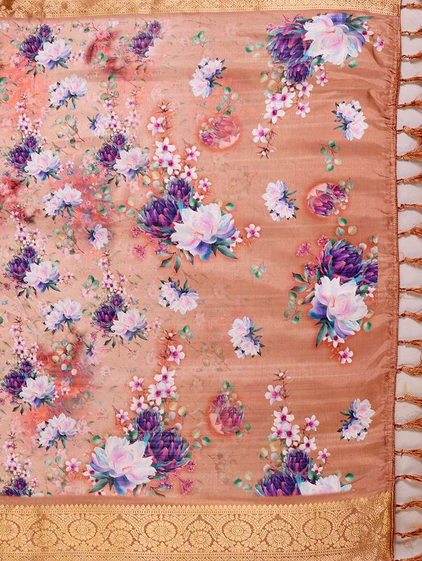 women printed bordered saree with blouse - 22571857 -  Standard Image - 5