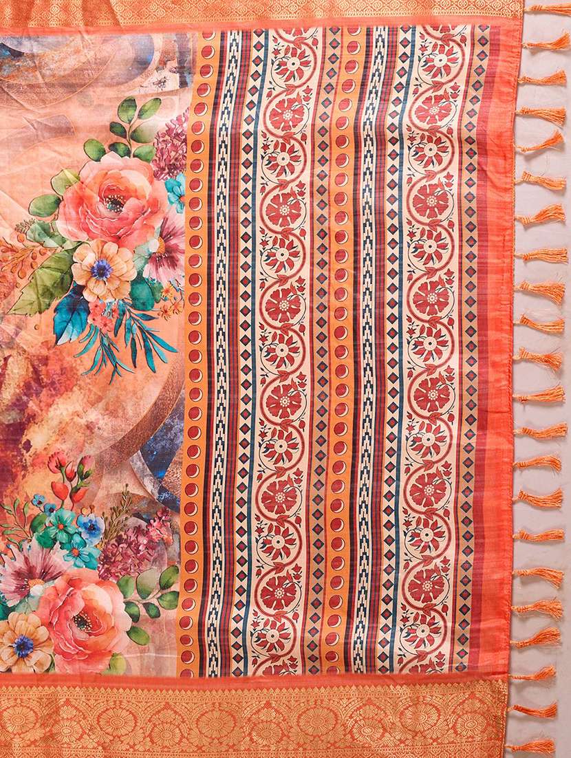 Women Printed Bordered Saree With Blouse - 22571869 -  Standard Image - 5