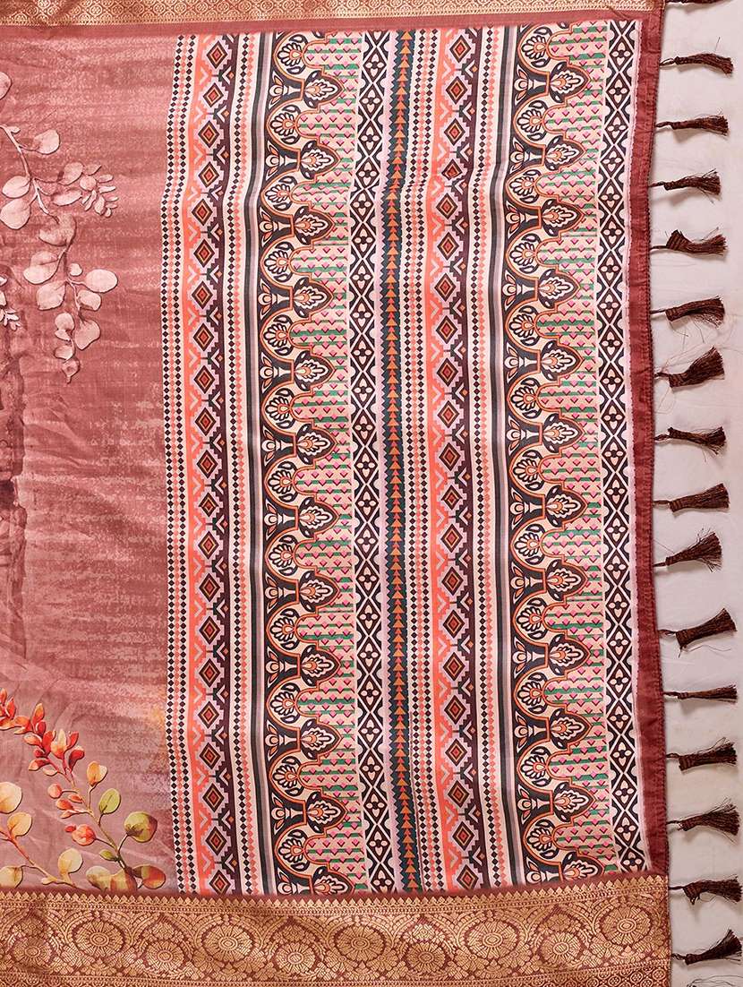 women printed bordered saree with blouse - 22571870 -  Standard Image - 5
