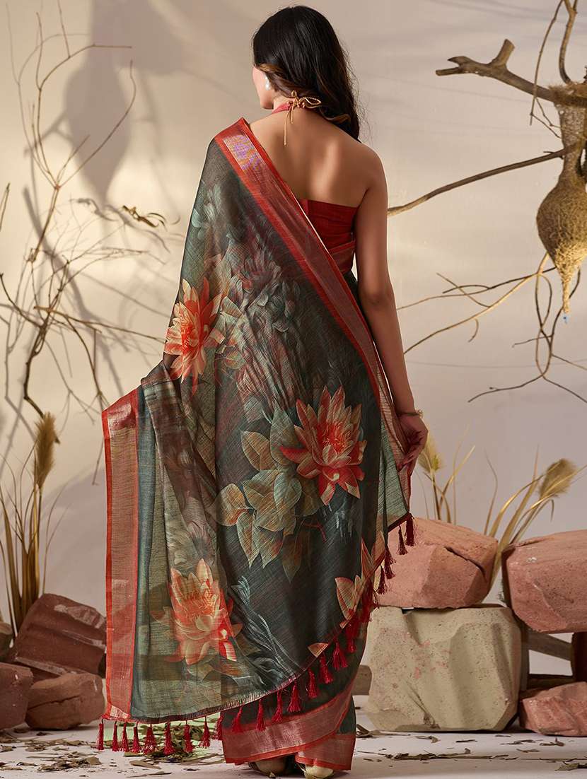 women printed casual wear saree with blouse - 22571879 -  Standard Image - 3