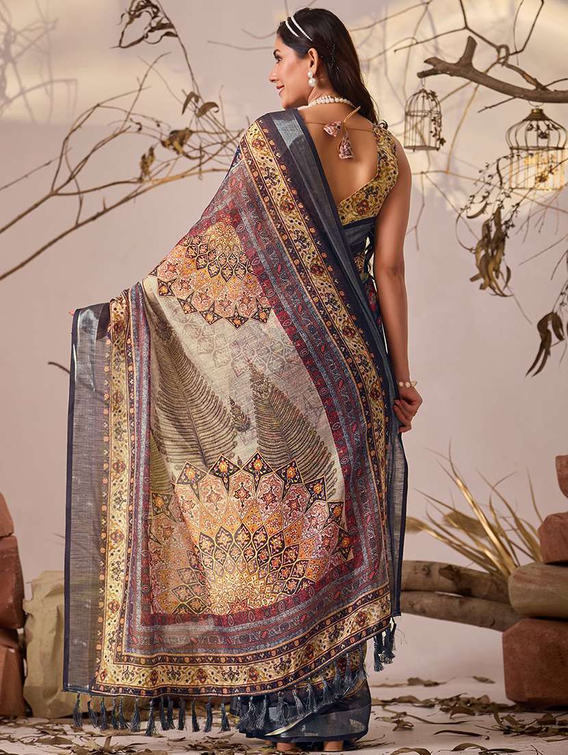 women printed casual wear saree with blouse - 22571892 -  Standard Image - 3