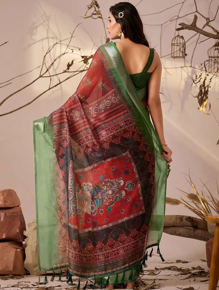 women printed casual wear saree with blouse - 22571898 -  Standard Image - 3