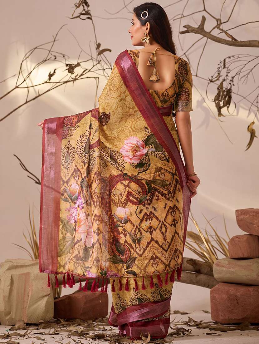 women printed casual wear saree with blouse - 22571900 -  Standard Image - 3