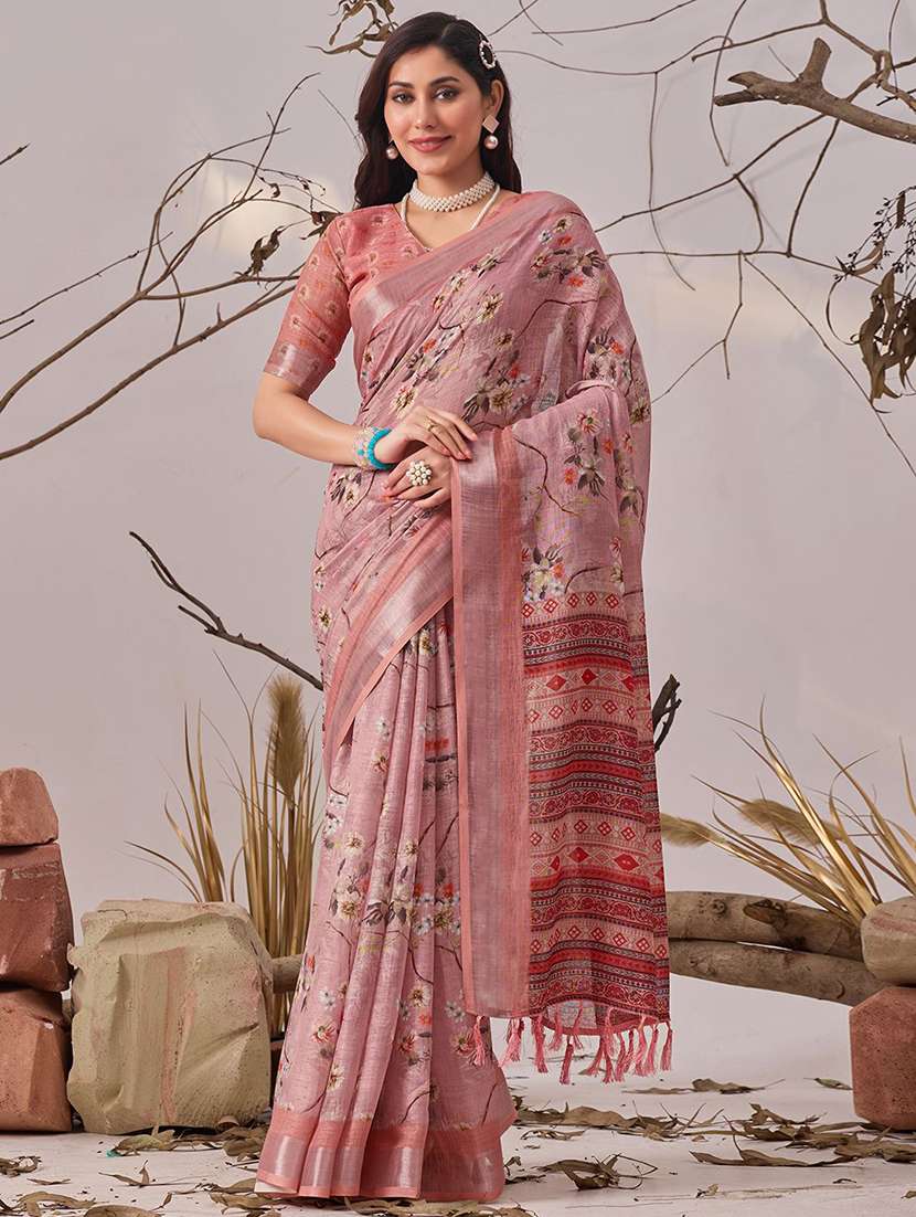 women printed casual wear saree with blouse