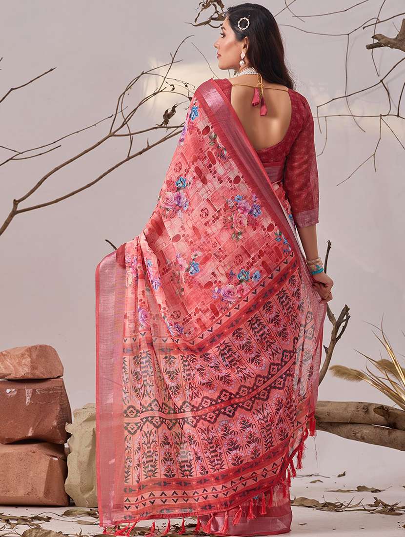 women printed casual wear saree with blouse - 22571902 -  Standard Image - 3