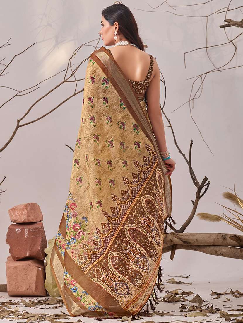 women printed casual wear saree with blouse - 22571905 -  Standard Image - 3