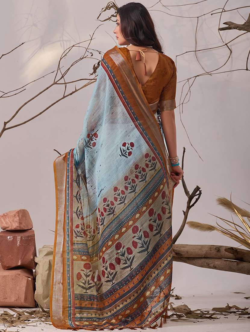 women printed casual wear saree with blouse - 22571906 -  Standard Image - 3