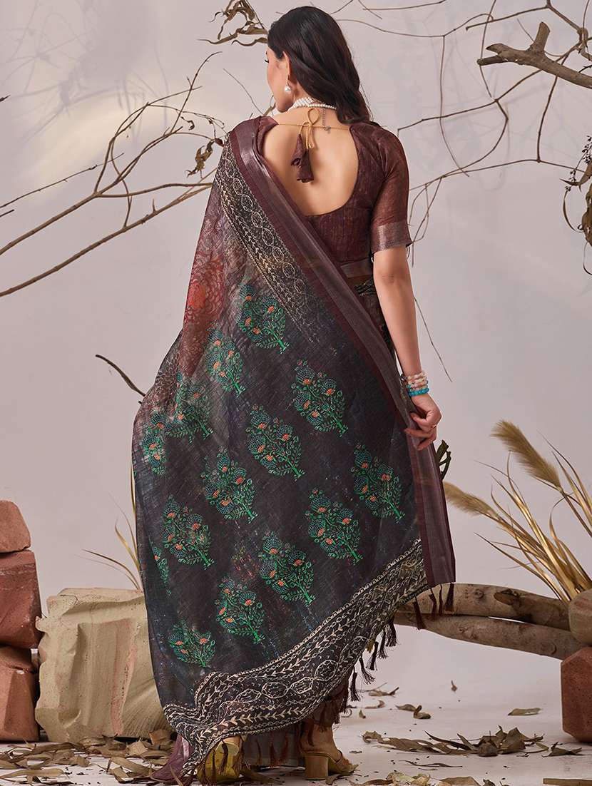 women printed casual wear saree with blouse - 22571909 -  Standard Image - 3