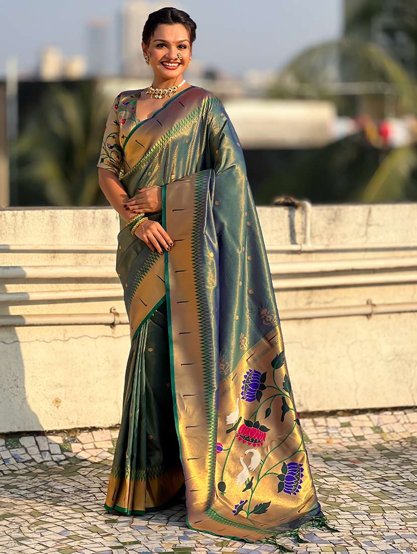 women self design paithani saree with blouse