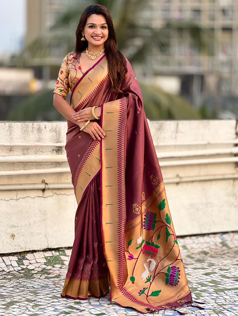 women self design paithani saree with blouse