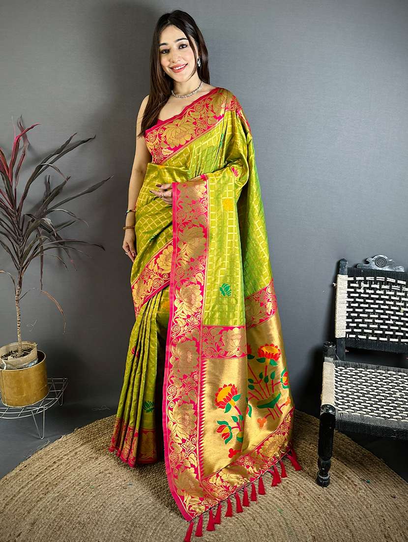 women self design paithani saree with blouse