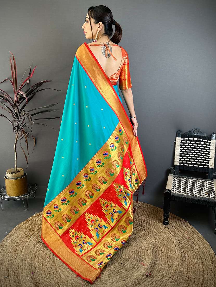 women self design paithani saree with blouse - 22572003 -  Standard Image - 3
