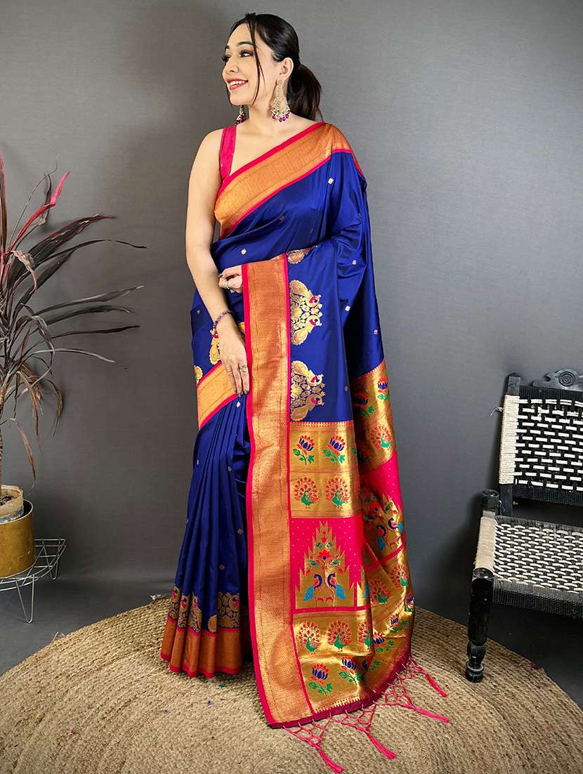women self design paithani saree with blouse