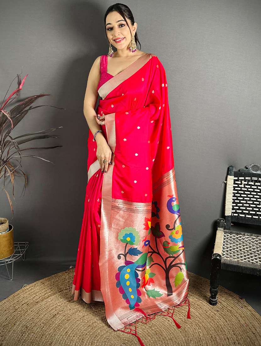women self design paithani saree with blouse