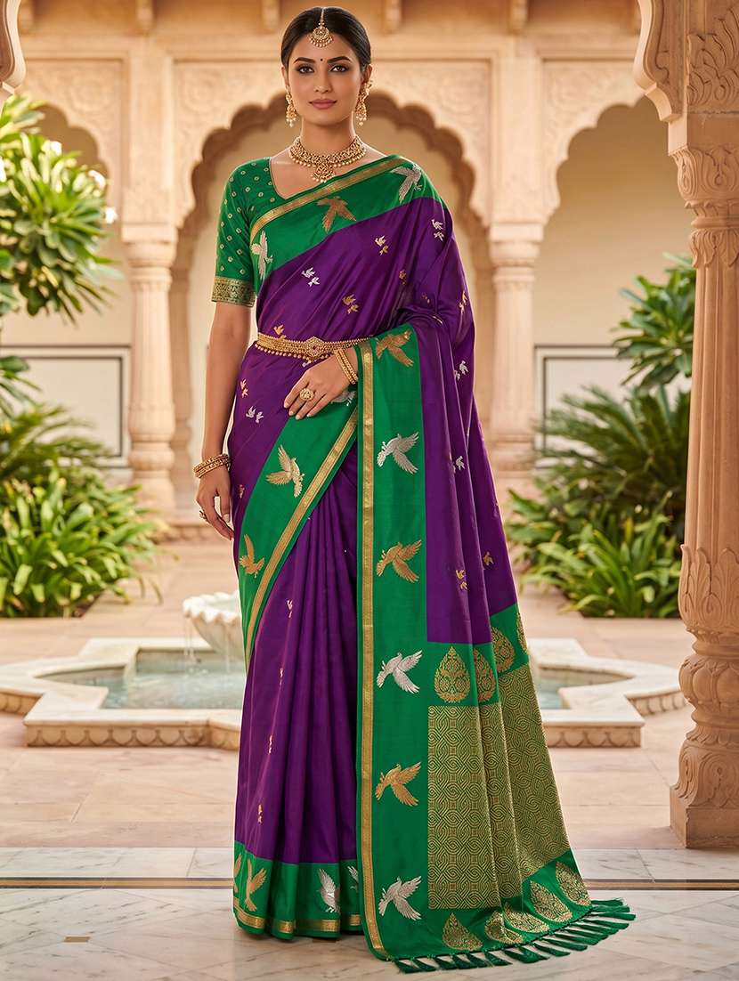 women self design banarasi saree with blouse