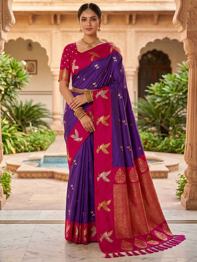 women self design banarasi saree with blouse