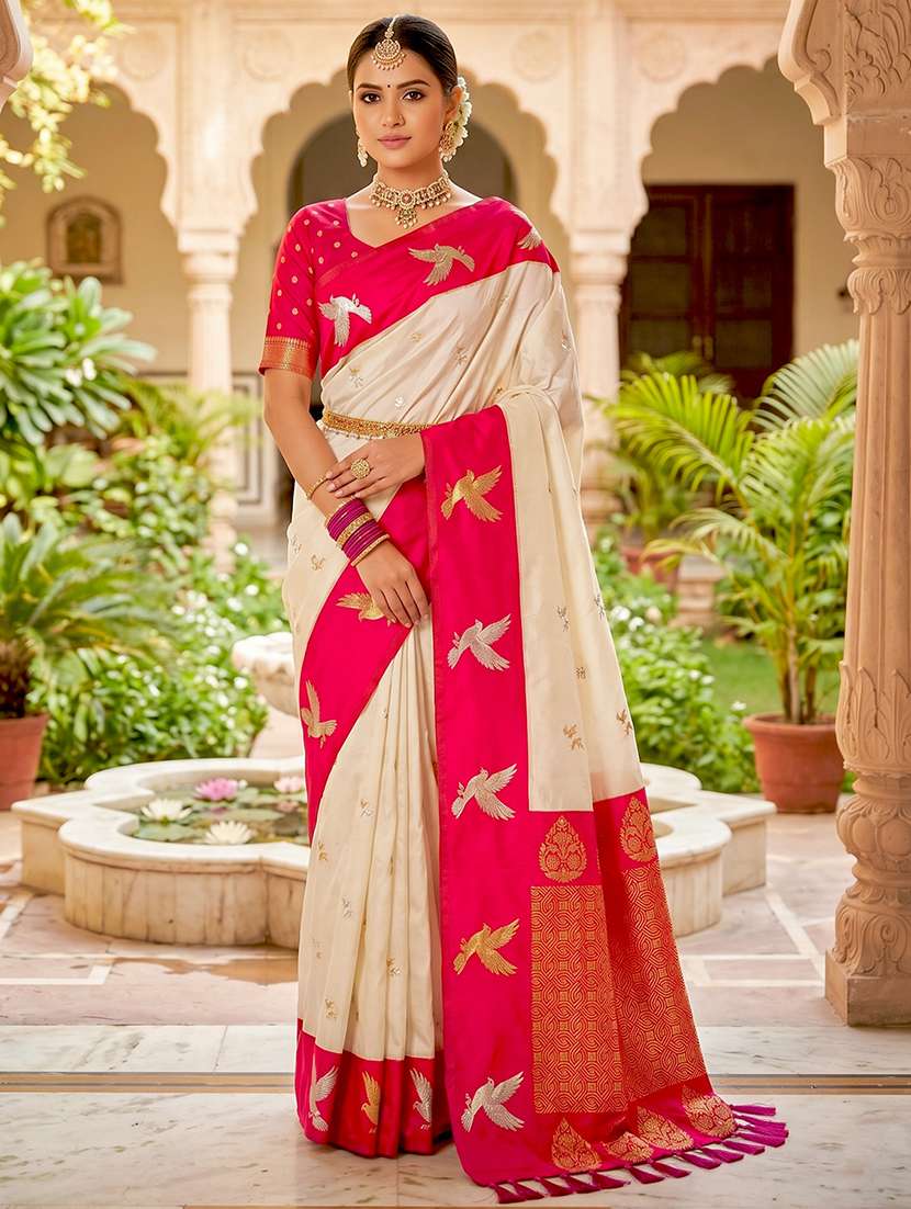women self design banarasi saree with blouse