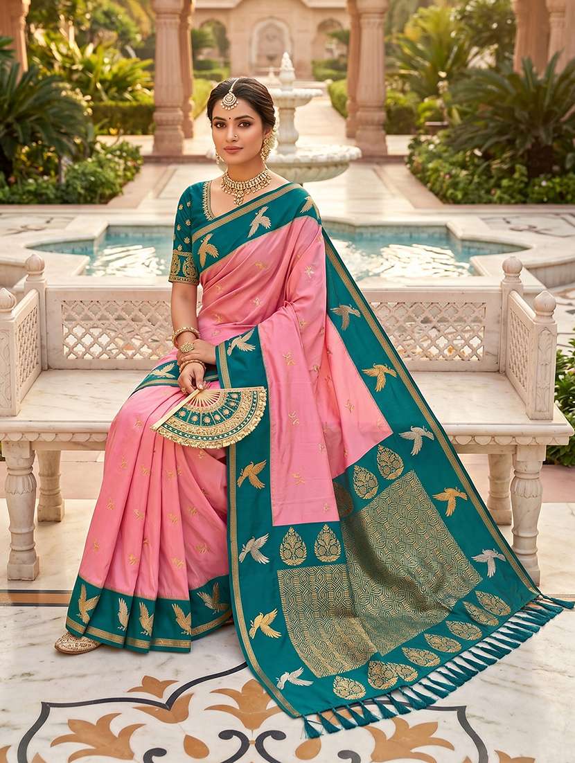 Women Self Design Banarasi Saree With Blouse - 22572047 -  Standard Image - 3